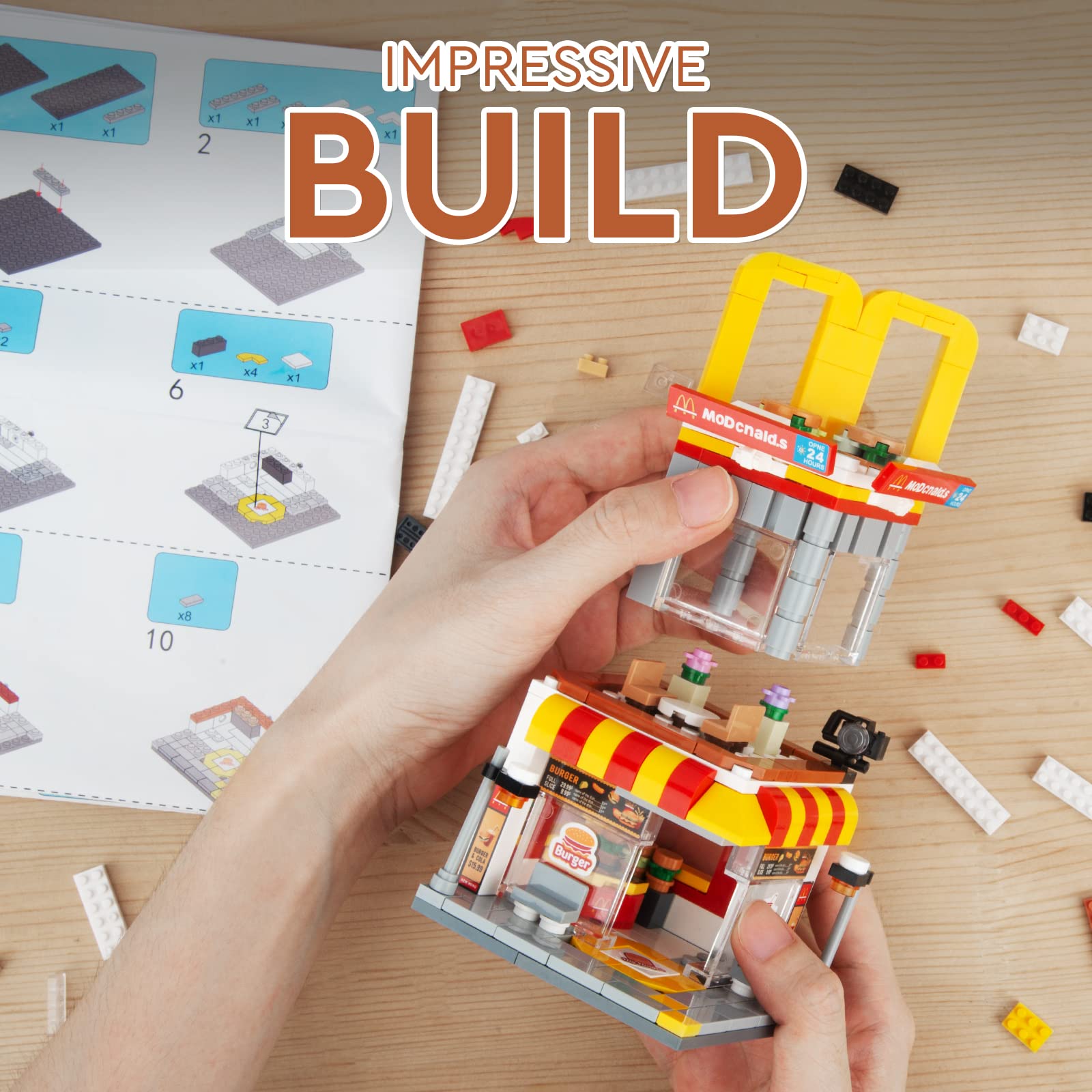 HIGH GODO desk display showcases a charming burger shop centerpiece.