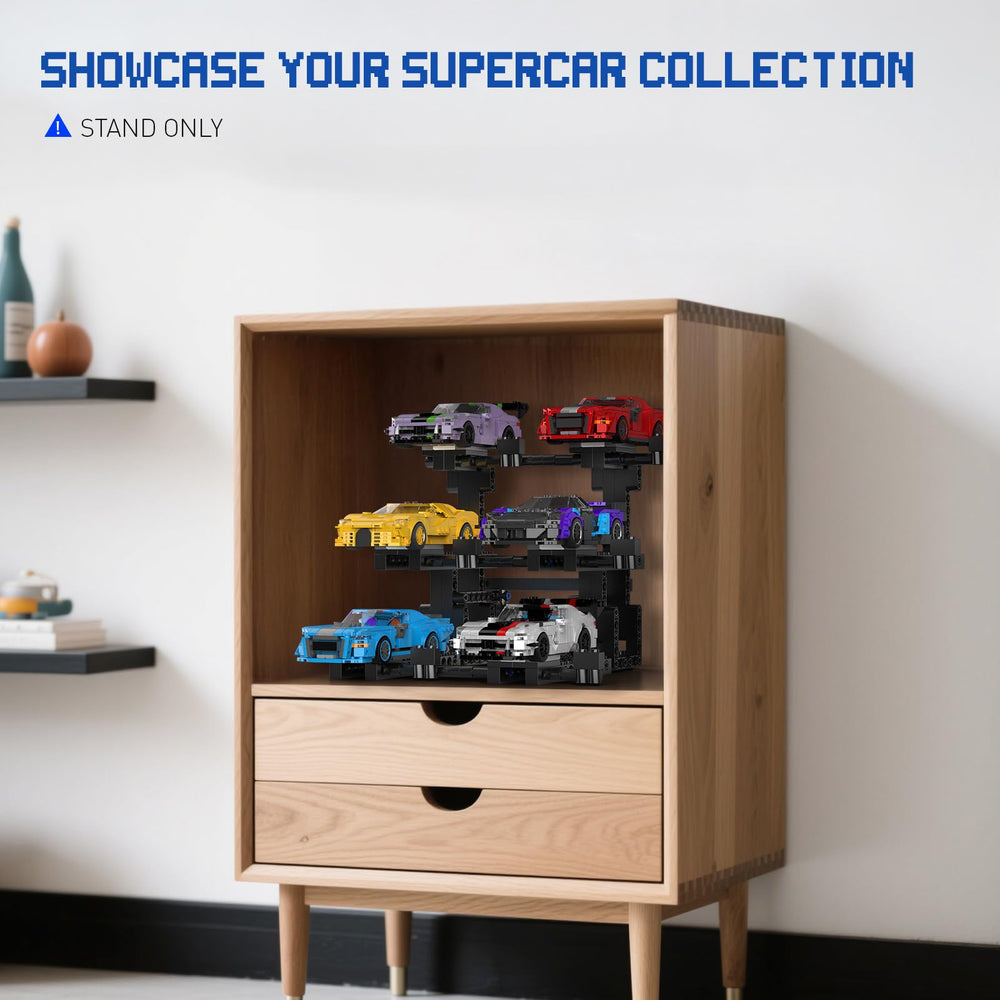 Gift-ready HIGH GODO display stand for car fans and LEGO lovers