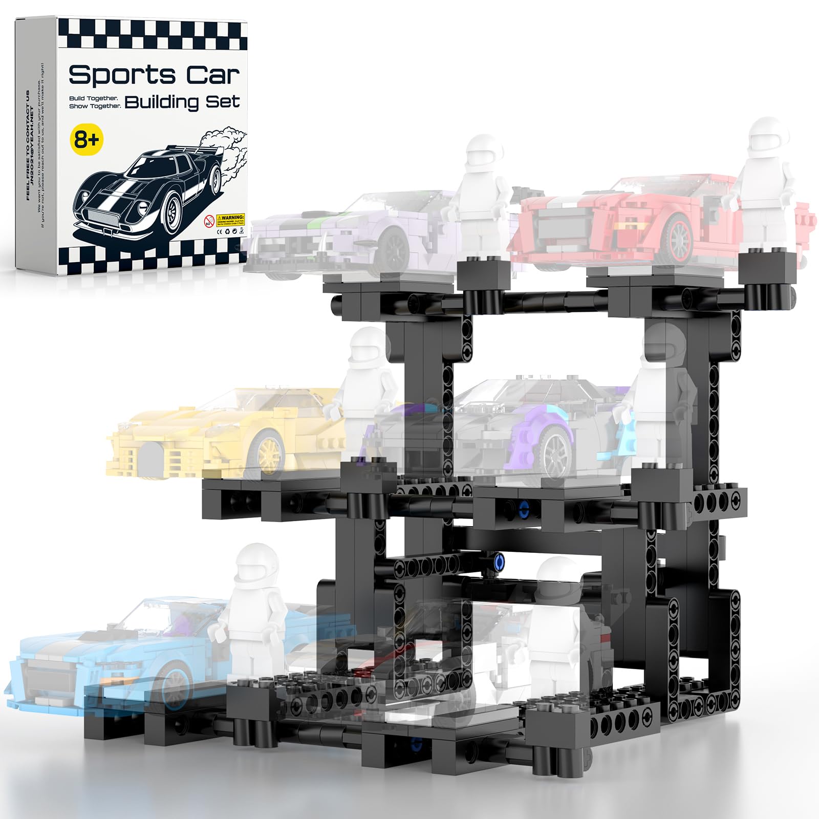 HIGH GODO display stand for Speed Champions holds six cars on a sleek 3-tier rack