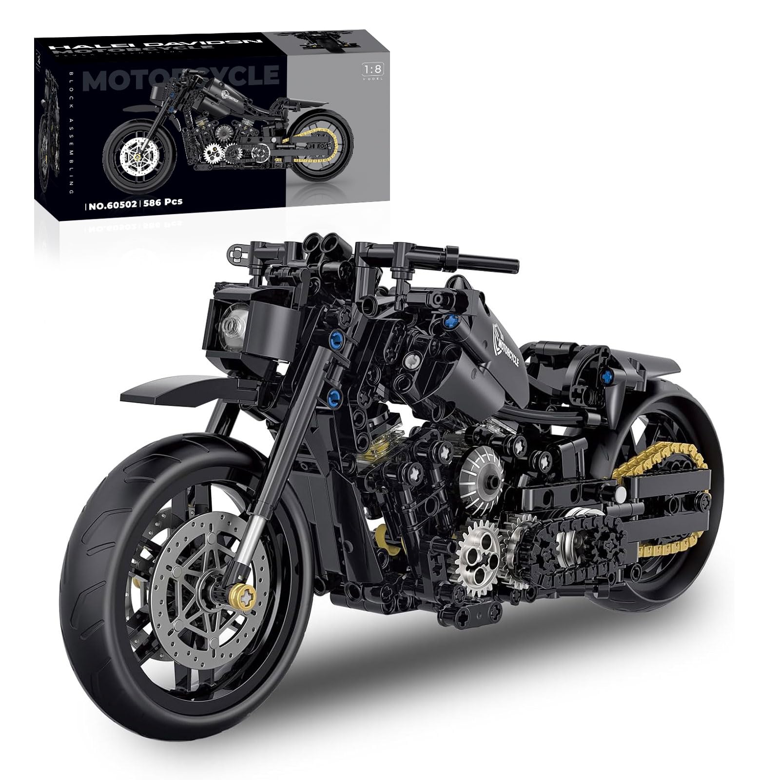 High GODO Technic motorcycle model in progress for a satisfying building experience.