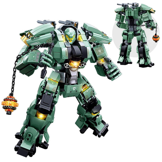 HIGH GODO transforming mech kit box and parts, highlighting flexible building options.