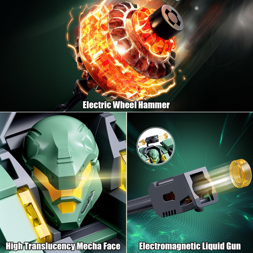 HIGH GODO transforming mech electromagnetic liquid gun in action-ready design.