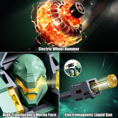 HIGH GODO transforming mech electromagnetic liquid gun in action-ready design.