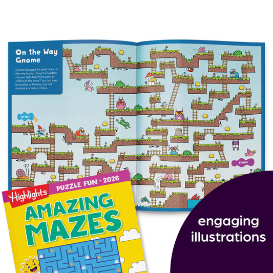 Brain Teasers pages from Highlights 2026 set boosting observation skills