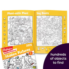 Highlights Hidden Pictures 2025 travel case keeps puzzles organized for on-the-go play.