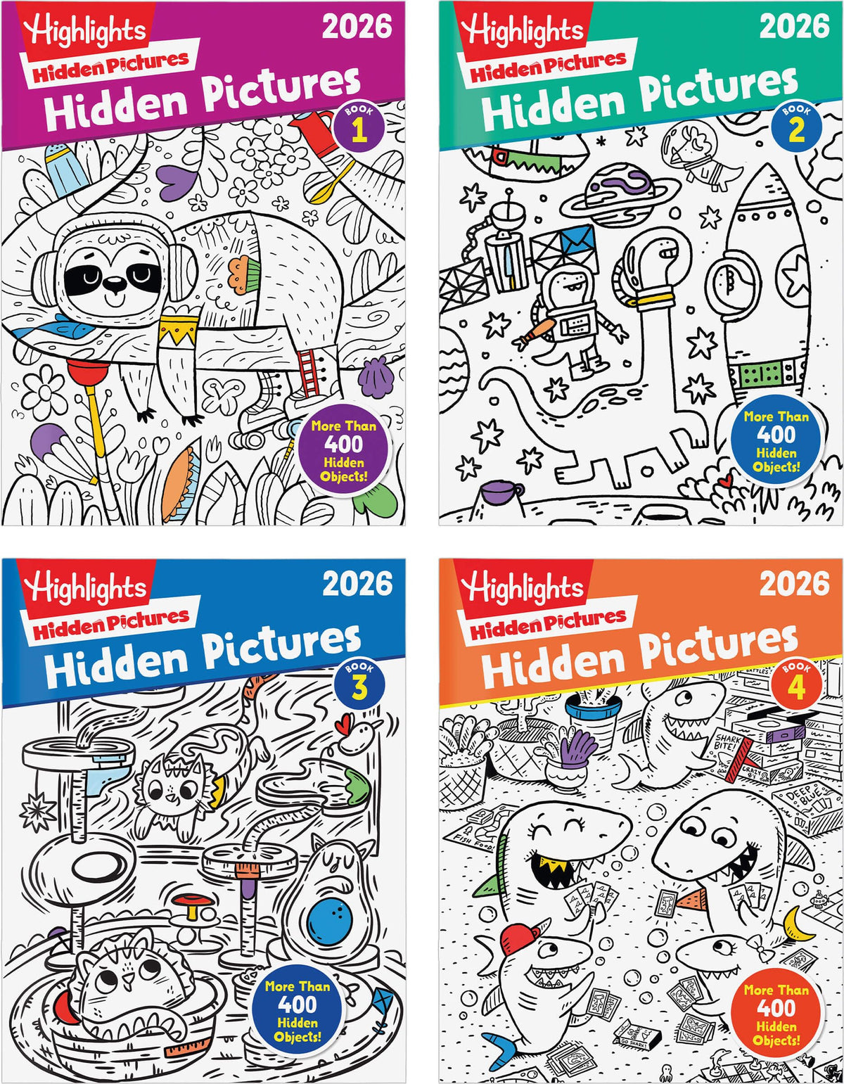 Highlights Hidden Pictures 2026 cover featuring vibrant puzzles for curious kids, encouraging screen-free play.