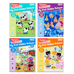 Highlights My First Hidden Pictures 4-Book Set cover inviting travel-friendly, screen-free fun for young explorers.
