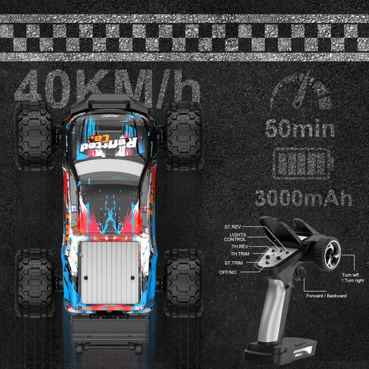Highmall 1/16 RC Car side profile showing rugged all-terrain stance.