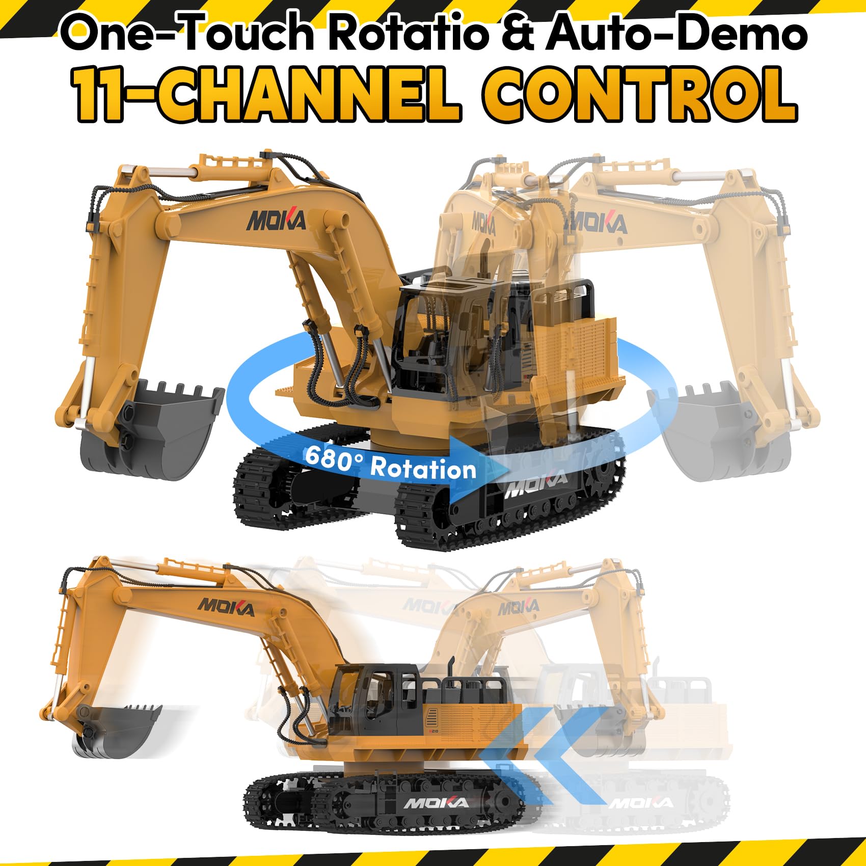 Highmall excavator with LED lights and sounds for engaging play.
