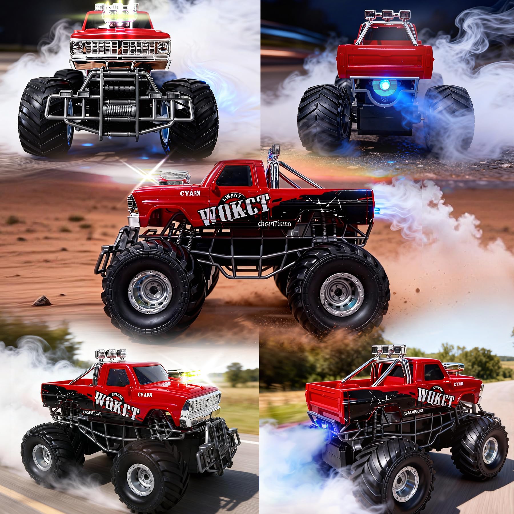 Highmall Highspeed entry red RC monster truck remote offers precise control at speed.