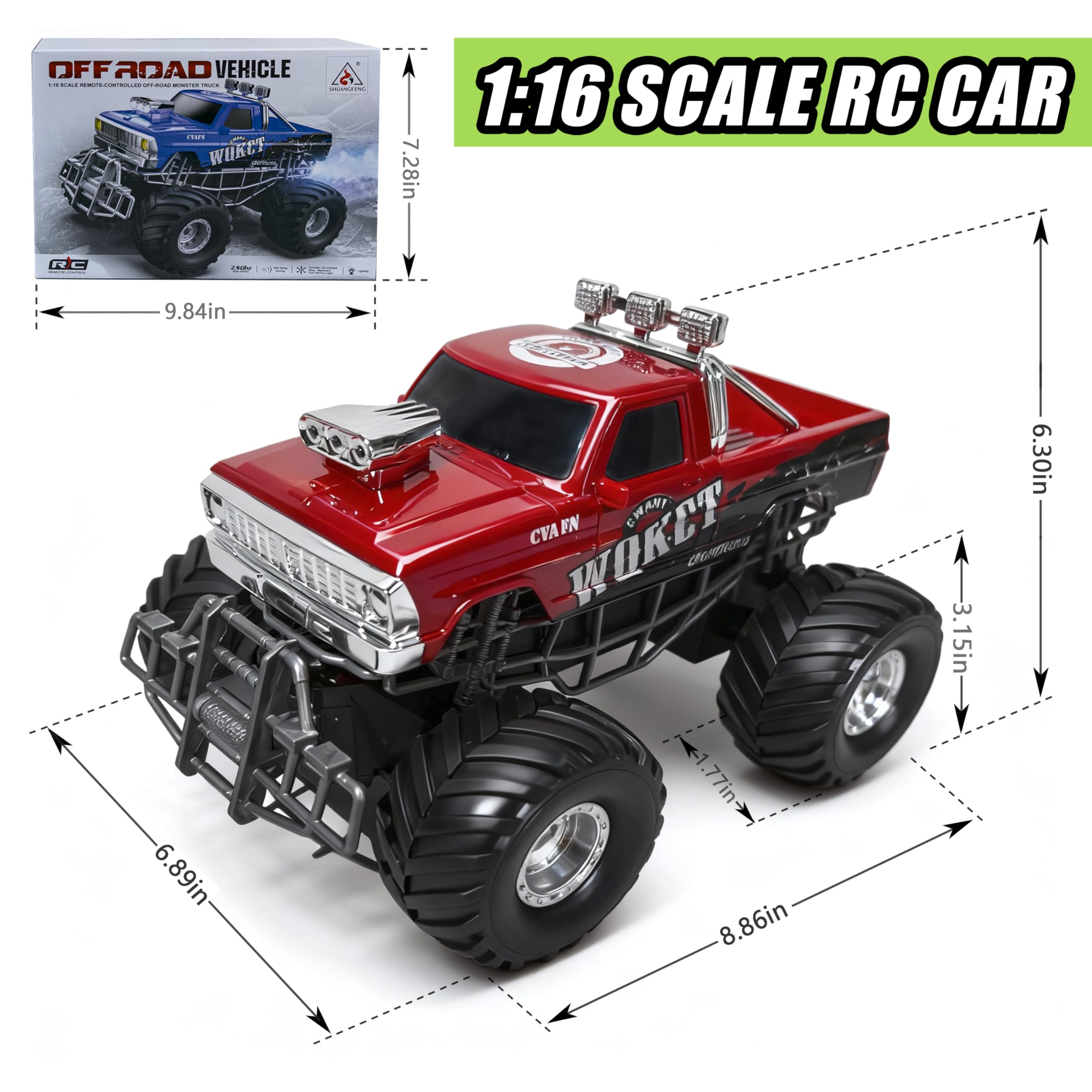 Highmall Highspeed entry red RC monster truck tire set for rugged grip.