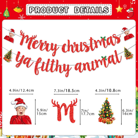 HigzYovn Ya Filthy Animal Banner detail showcases glittery text for a humorous home setting