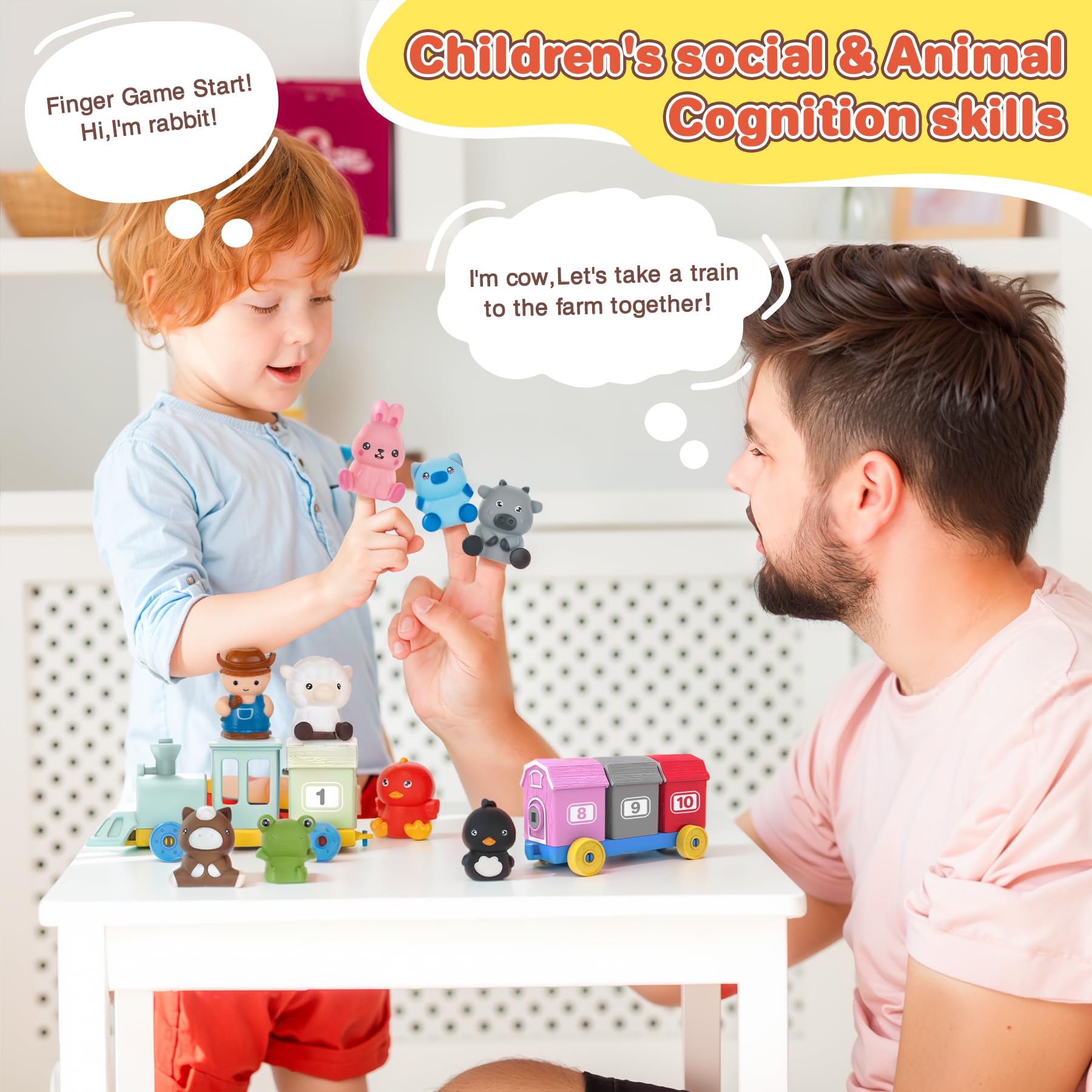 Hiheyhigh Farm Train wagon carriage 2 inspires color matching and fine motor skills.