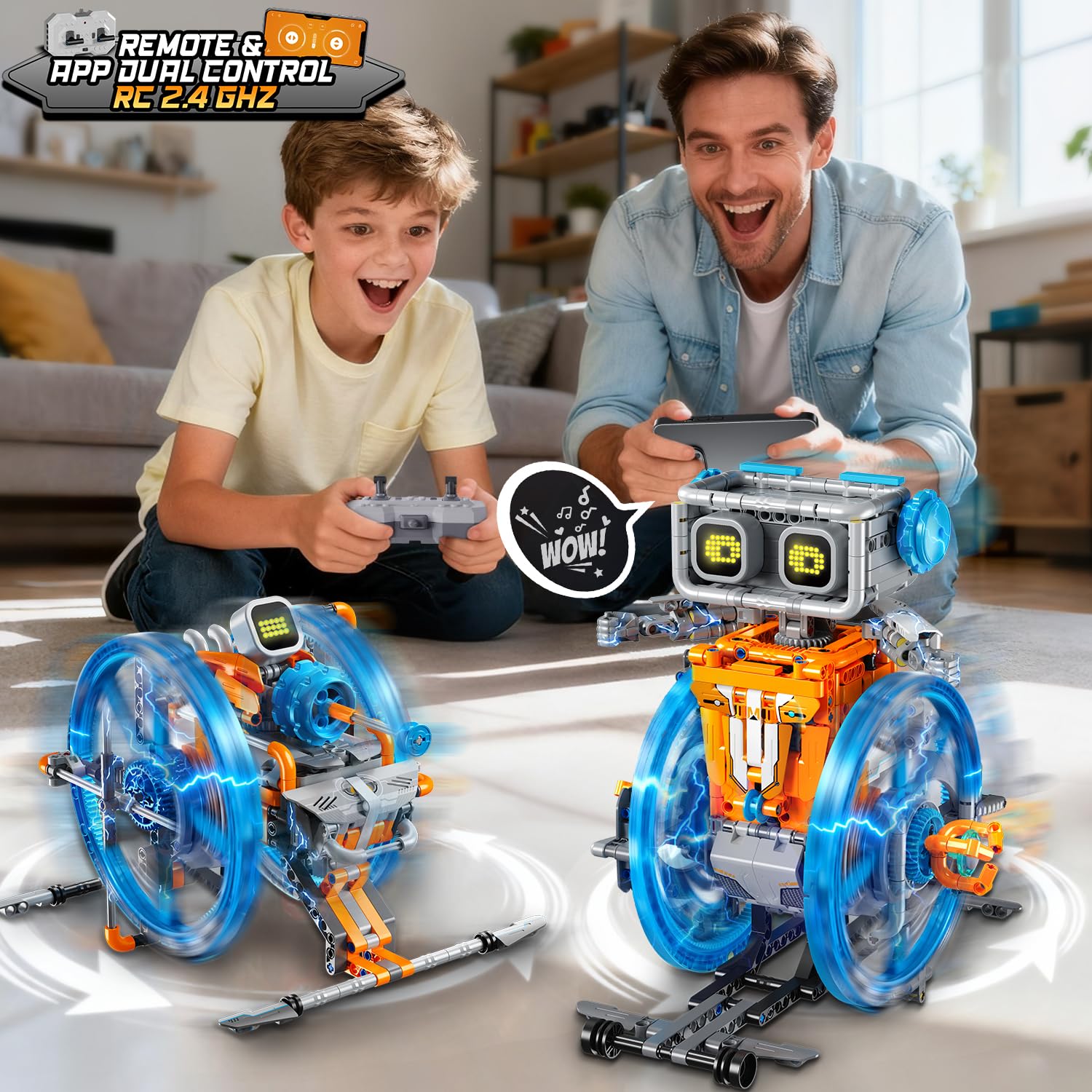 HiWEEGO robot with dynamic LED eyes and changing expressions