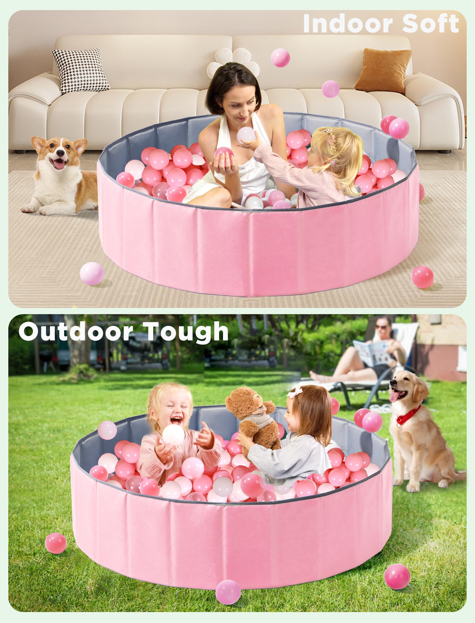 Ball pit capacity over 1000 balls for extended play