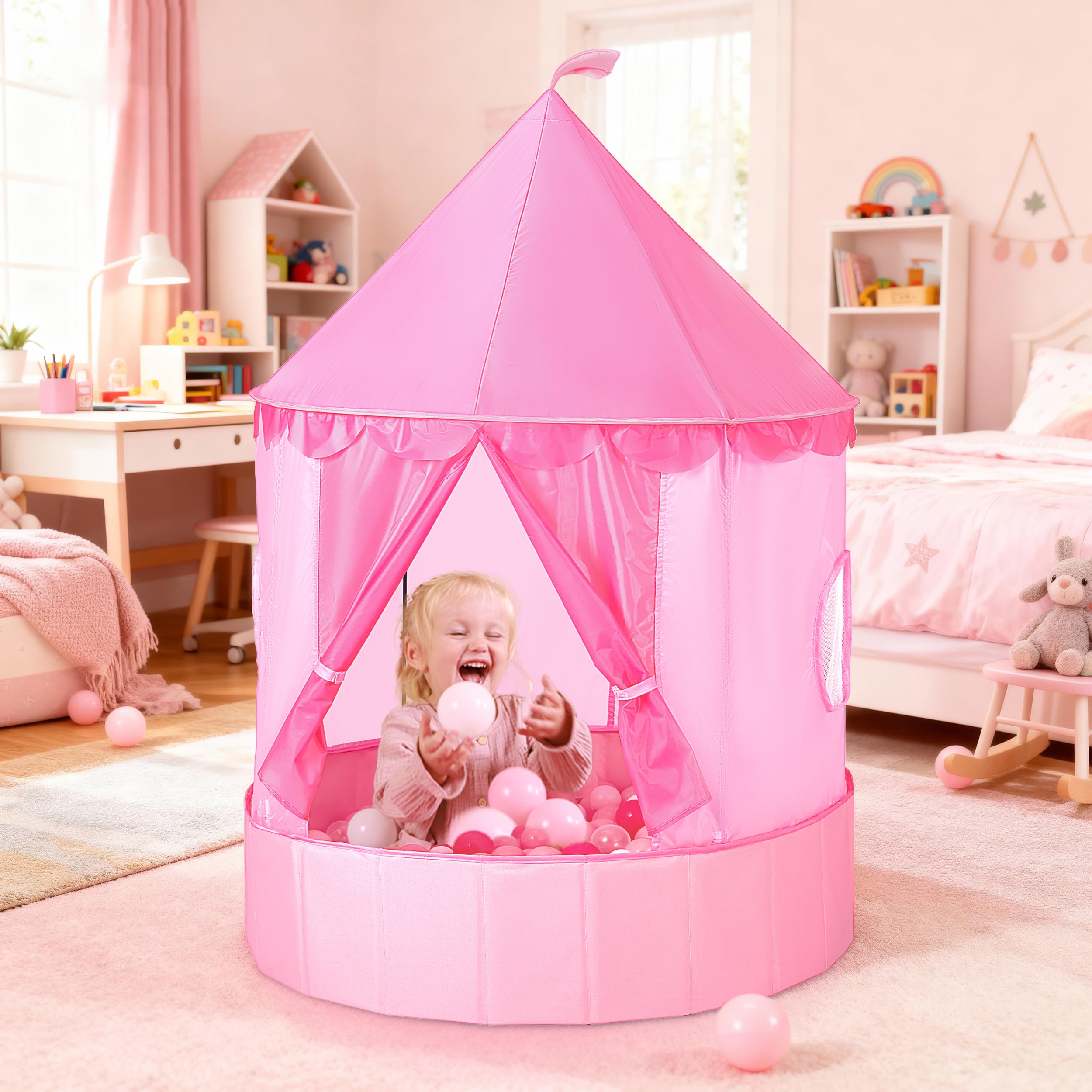 Hikiddy foldable ball pit—compact carry bag for travel and outdoor fun.