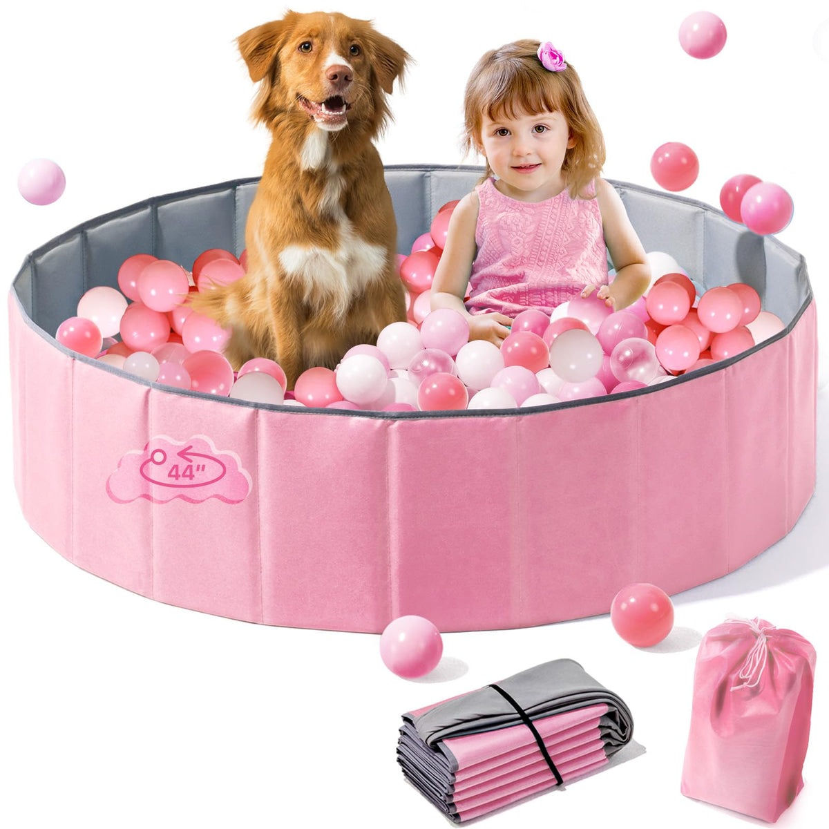 Hikiddy large ball pit with pop-up playmat for safe play