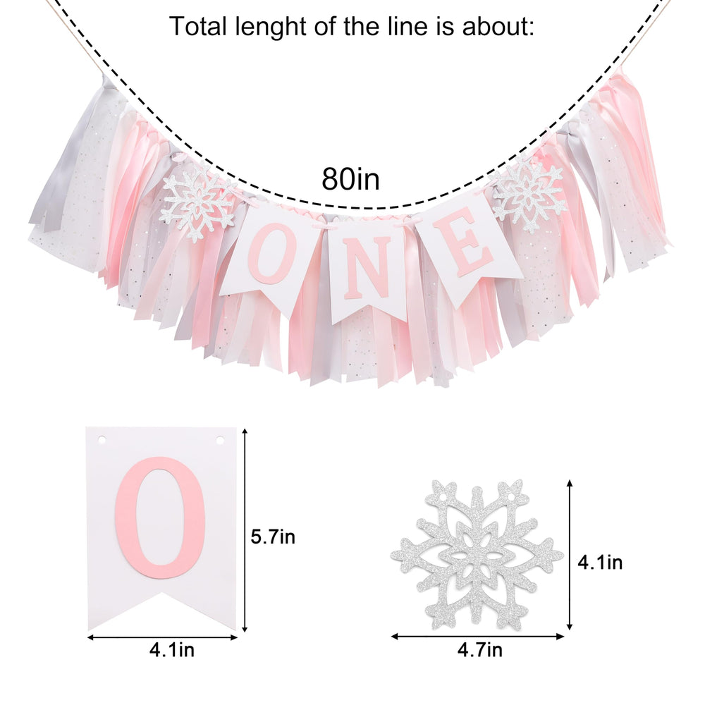 HIKLO highchair banner with pink tulle and silver ribbon, creates a charming centerpiece