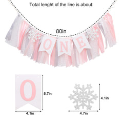 HIKLO highchair banner with pink tulle and silver ribbon, creates a charming centerpiece
