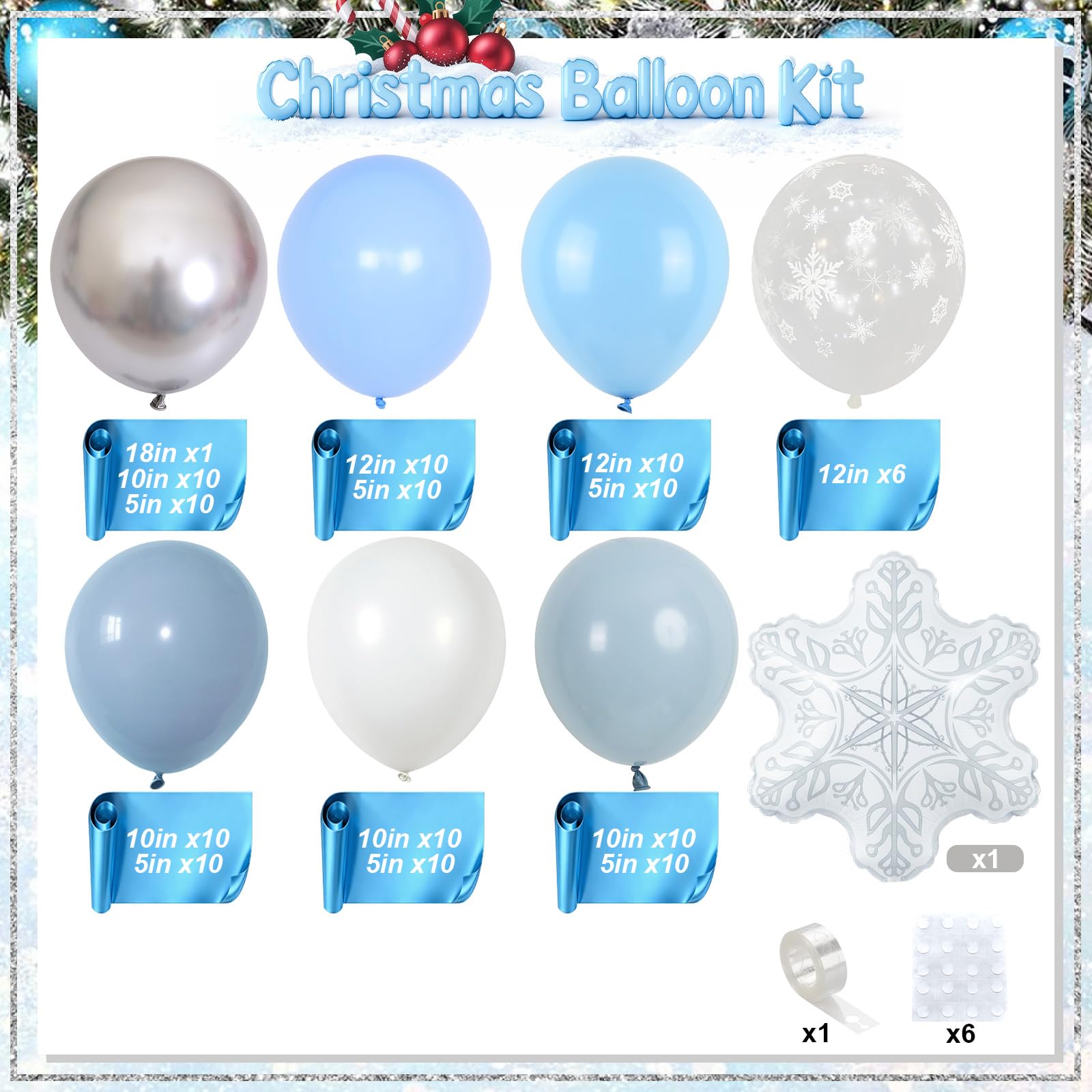 HILAVO blue silver white balloons set creates a magical winter vibe
