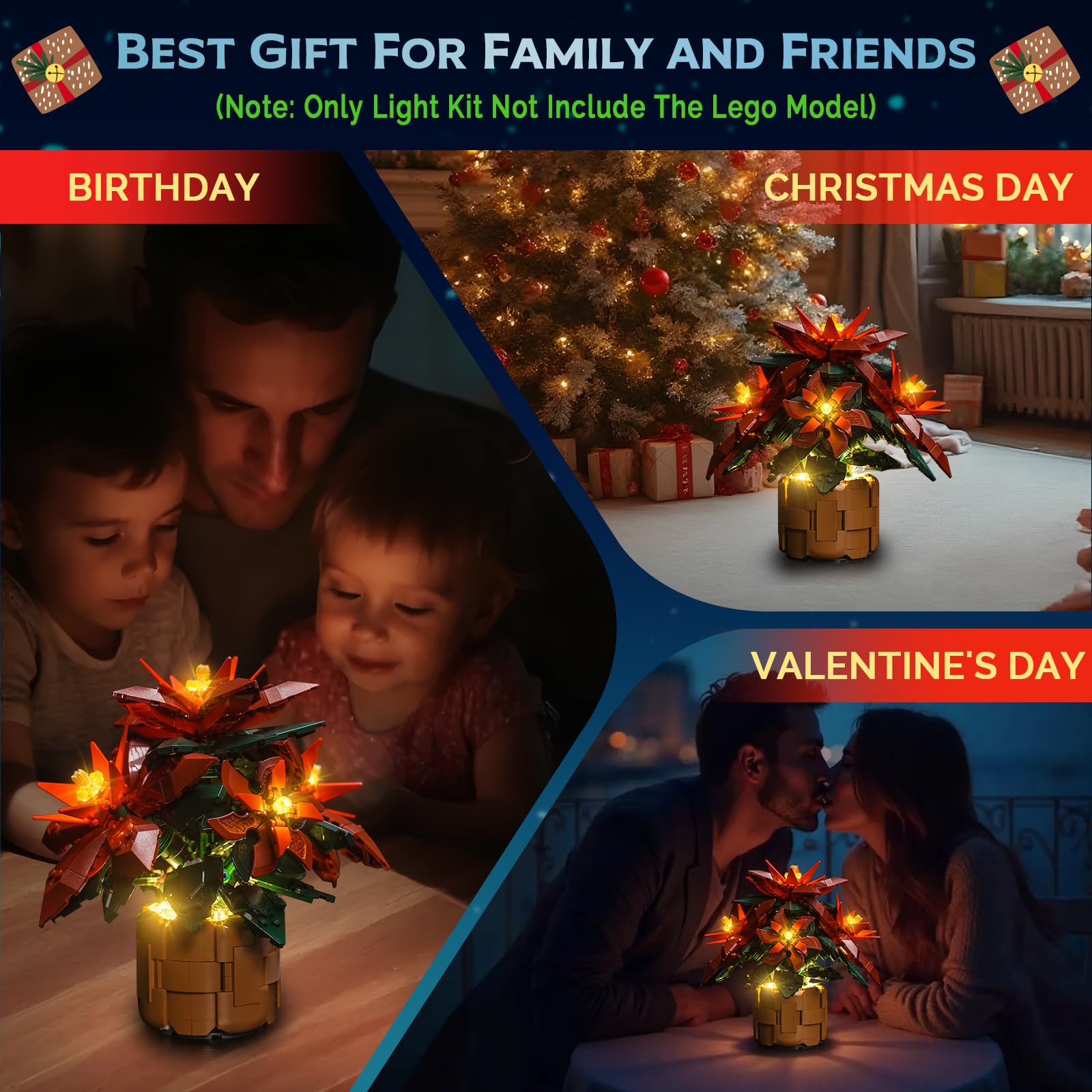 Hilighting LED kit makes a giftable upgrade for Lego Poinsettia lovers