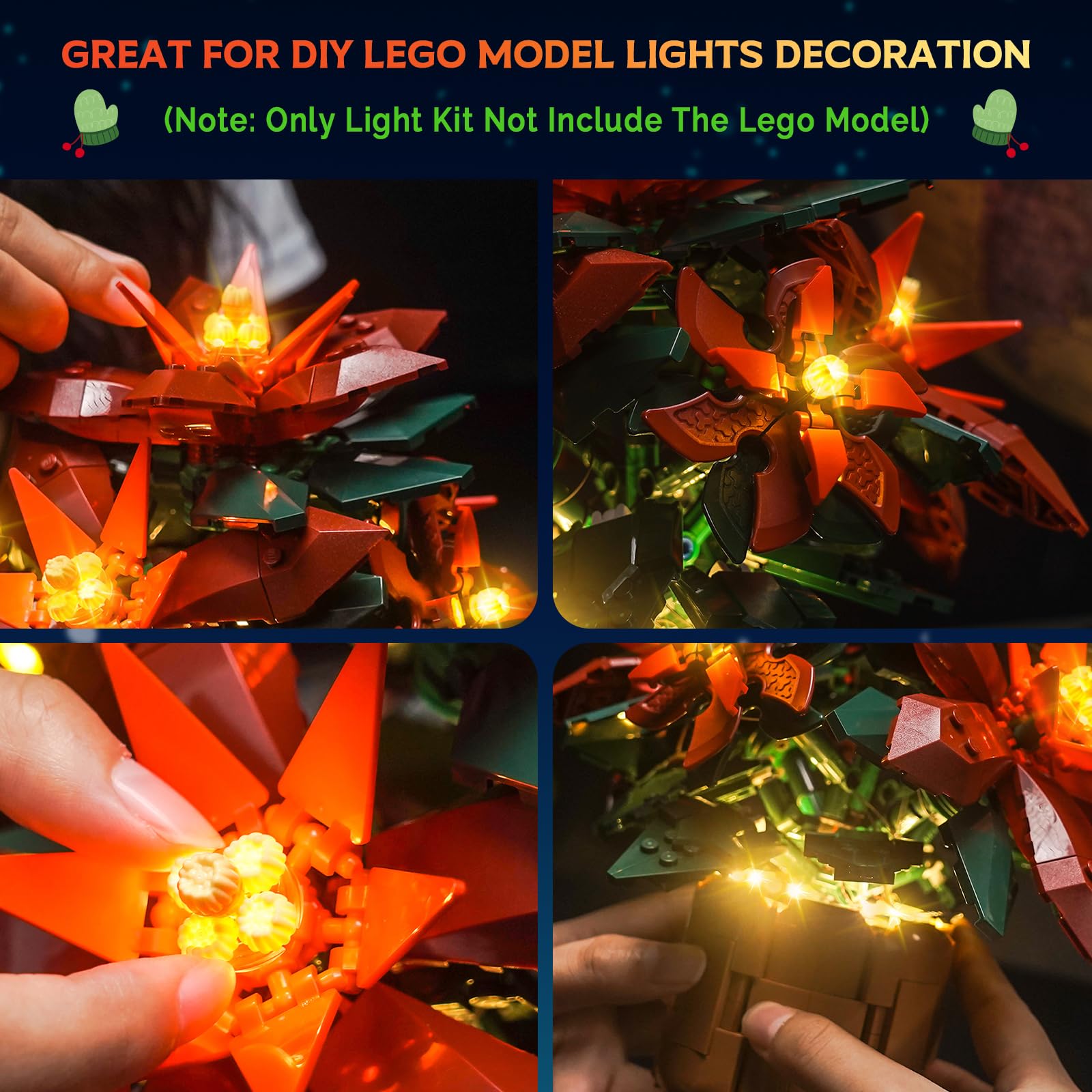 Hilighting LED kit seven-color mode adds dynamic lighting to the Poinsettia setup