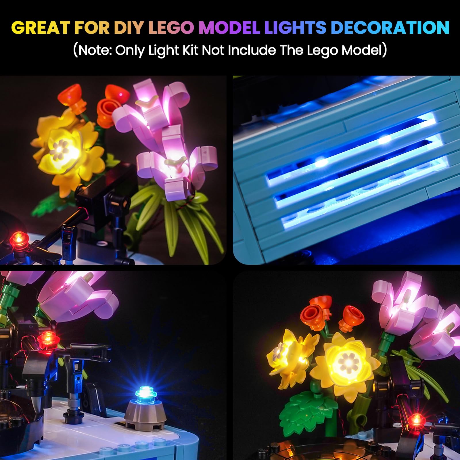 Hilighting LED kit components and materials ensure durable, bright display on Lego Flowers