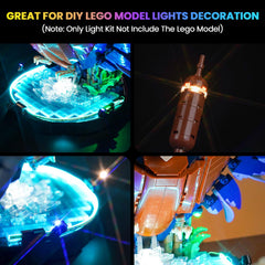 Hilighting LED kit demonstrates easy installation for LEGO Kingfisher Bird builds.