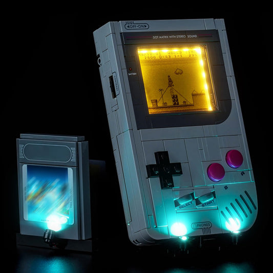 Hilighting LED light kit components laid out for quick Lego Game Boy setup