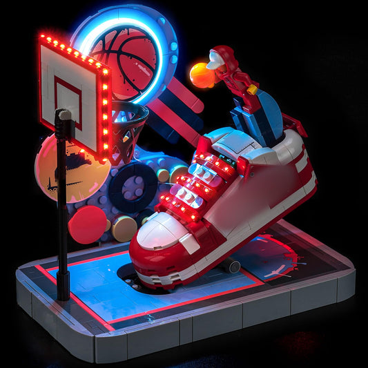 Hilighting LED light kit for Lego Nike Dunk Trickshot powered by USB for bright, adjustable lighting