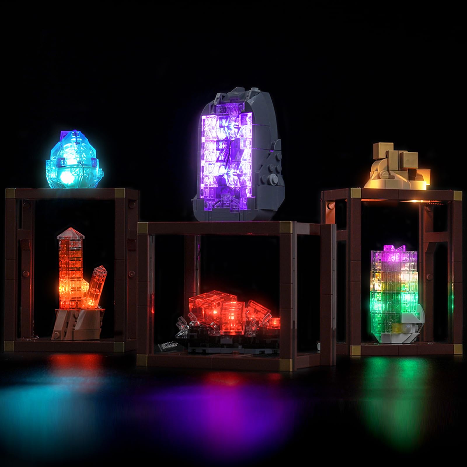 Hilighting LED light kit package highlights Lego Mineral Collection with bright, reliable display lighting.