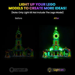 Hilighting LED light kit installation demonstrates quick setup for Lego Emerald City.