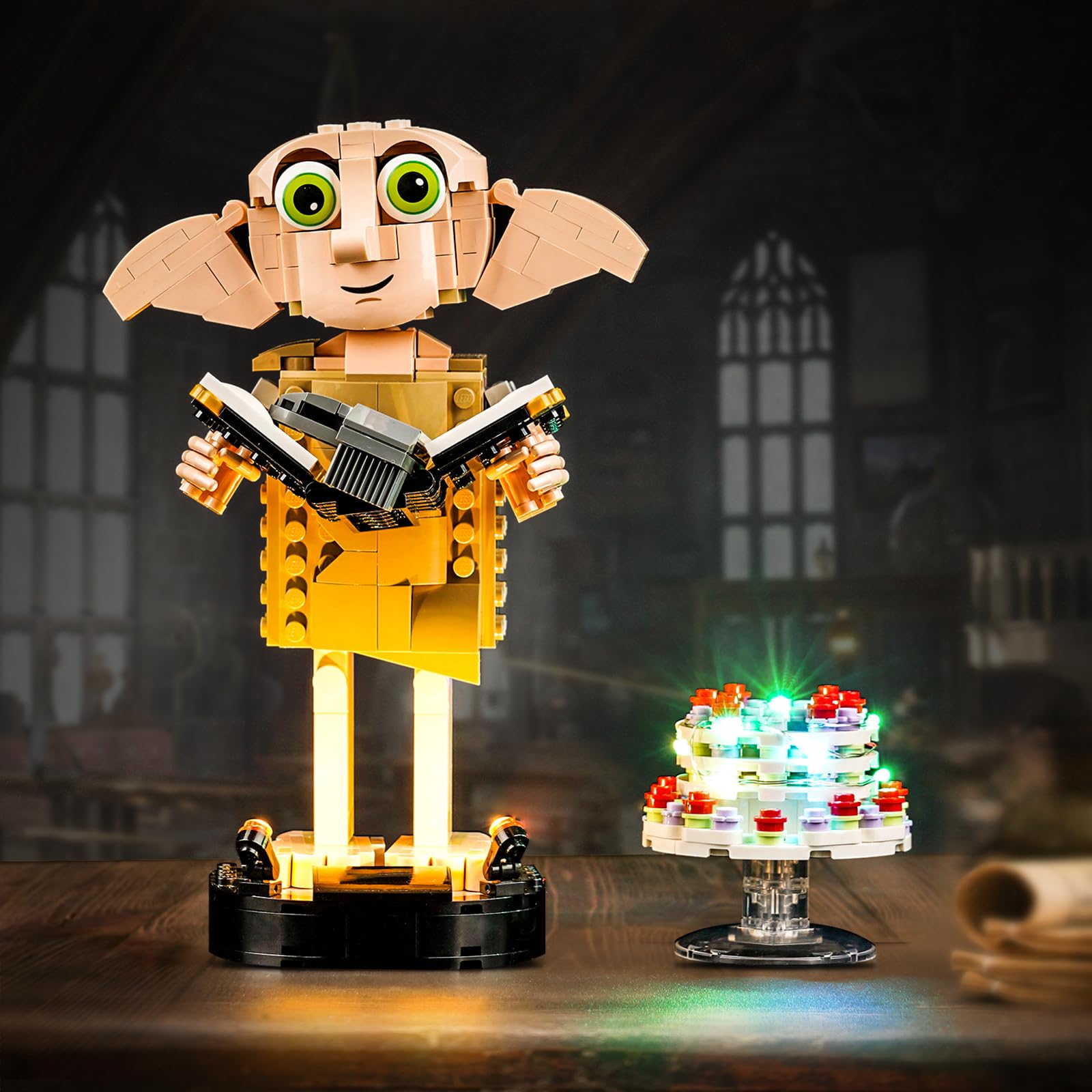 Hilighting seven-color lighting effects add dynamic mood to Dobby House-Elf model.