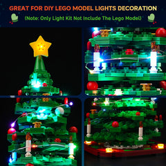 Hilighting LED light kit seven-color flashing mode adds dynamic holiday ambience to your LEGO tree.