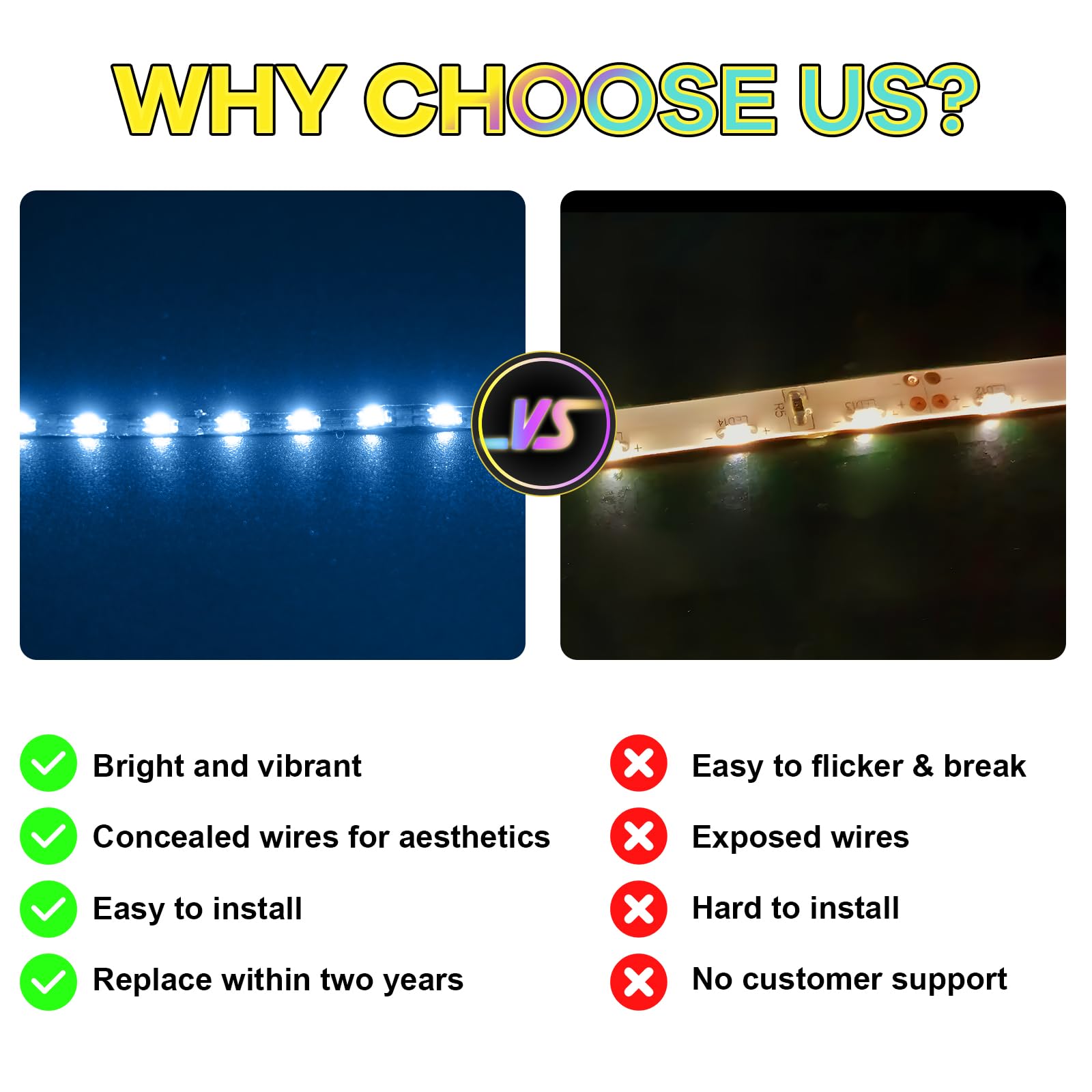 Hilighting LED light kit on Stitch display glowing with bright, vivid lighting.