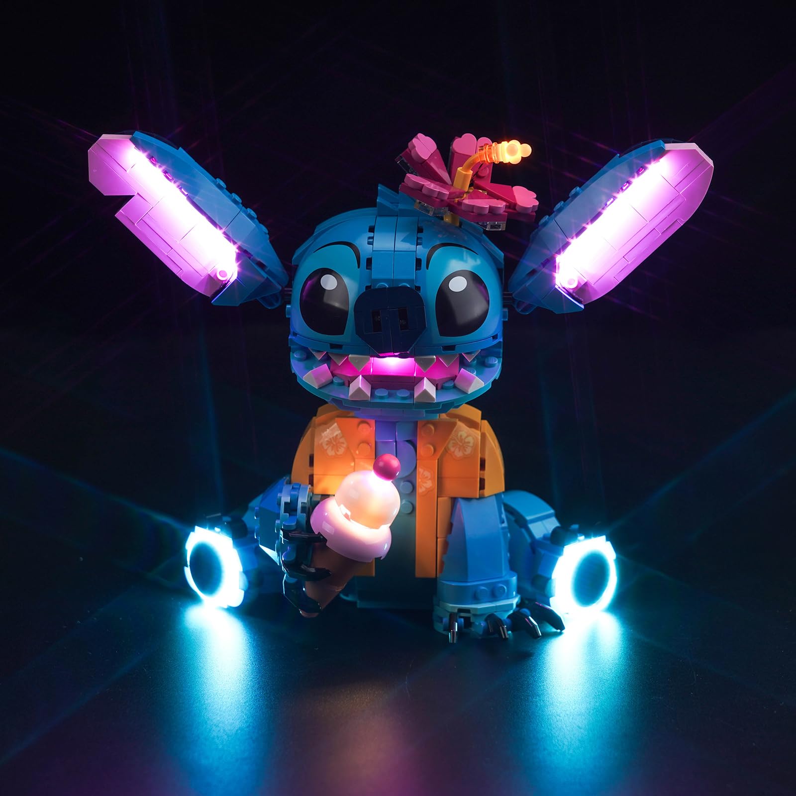 Hilighting LED light kit for Lego Stitch Toy unboxed, ready to elevate display with vibrant glow.