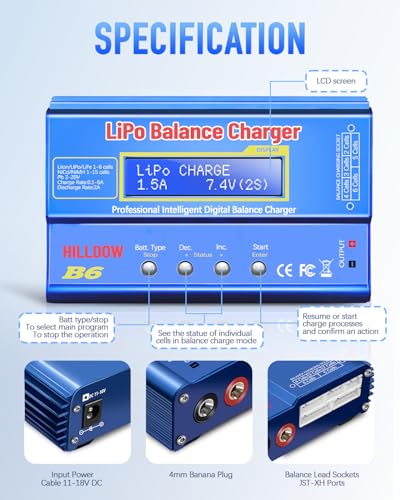 Hilldow B6 balance function enables fast charging for LiPo and Li-ion packs