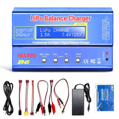 Hilldow B6 charger front view with compact design and LCD display for easy setup