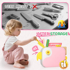 Hilsoeet bird-design insert pink demonstrating organized storage