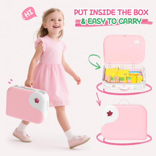 Hilsoeet pink cutting board for safe toddler cooking practice