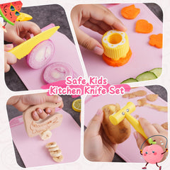 Hilsoeet plastic serrated knives pink for child-friendly slicing