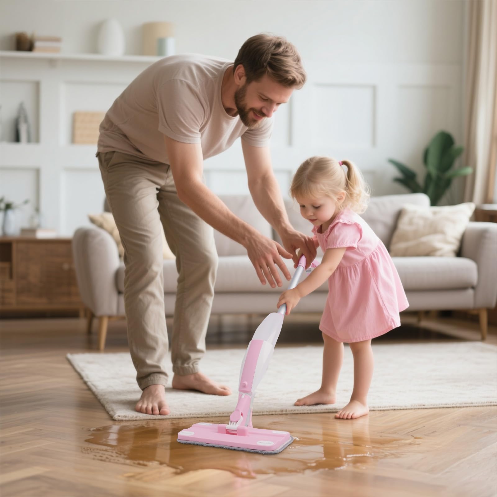 Hilsoeet Kids Spray Mop Pink supports independent play and early practical life skills.