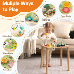 Himold activity table featuring mobile rabbit for visual tracking
