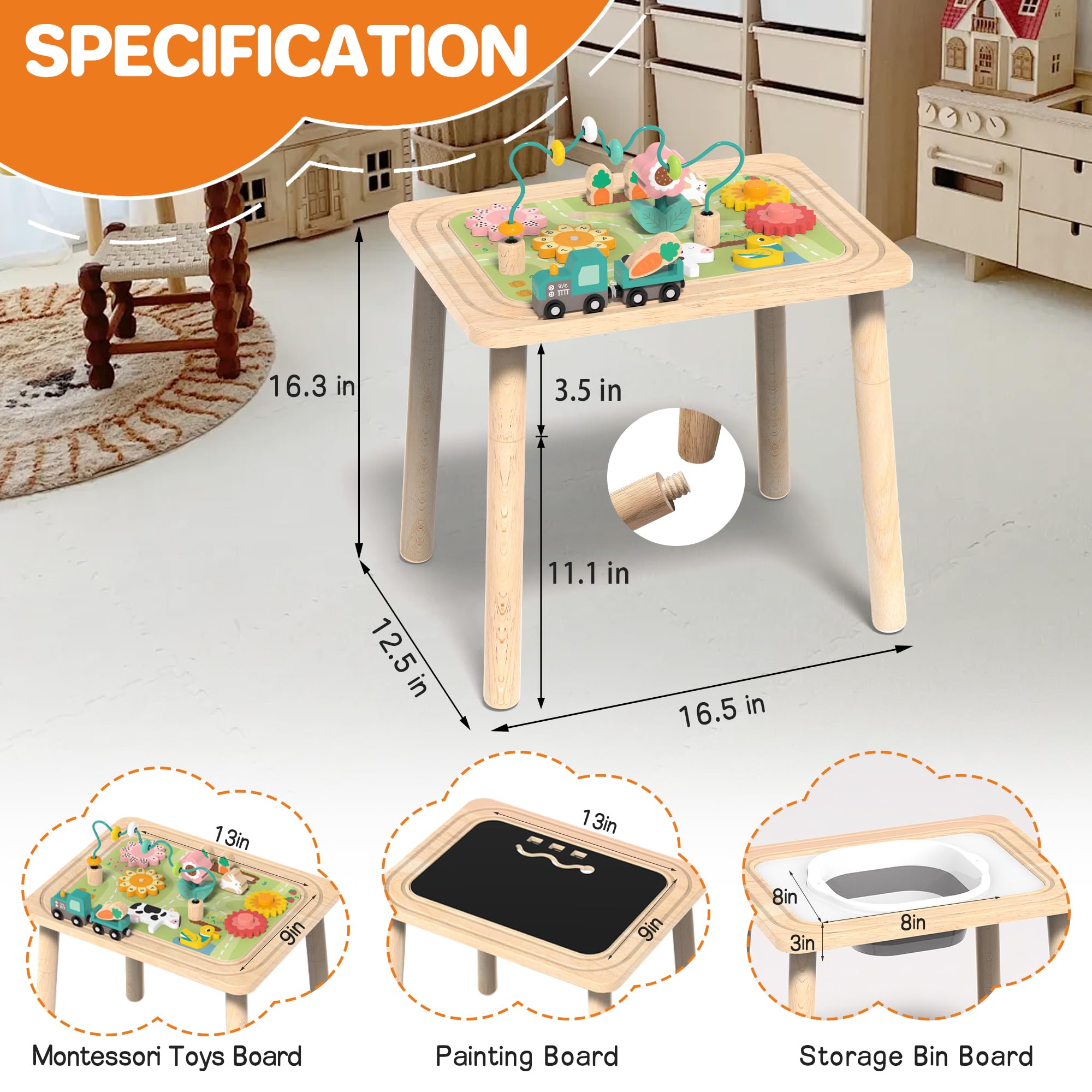 Himold activity table with train toy stimulating imaginative play