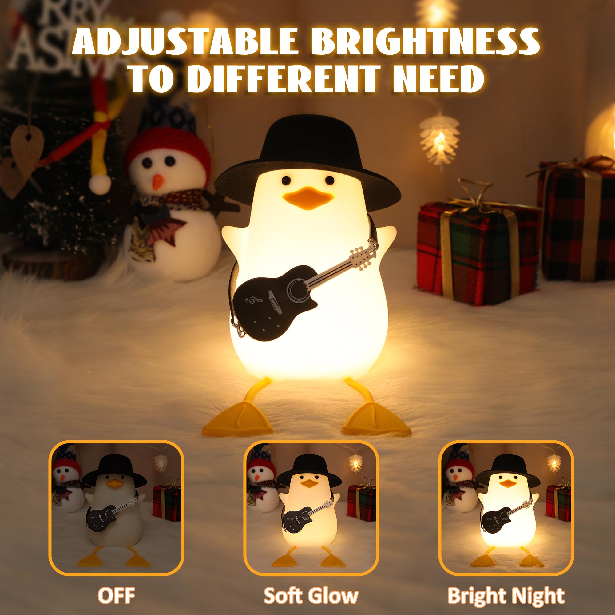 Hinittey Duck Night Light features a black guitar for quirky decor appeal