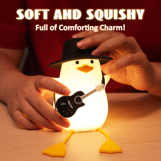 Hinittey Duck Night Light with gentleman hat adds stylish bedside charm