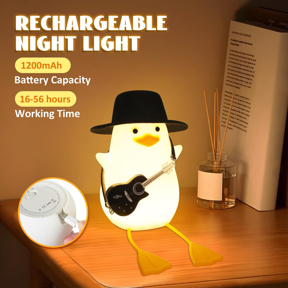 Hinittey Duck Night Light has a rechargeable battery for cordless use