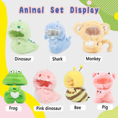HiOKOU Labubu dinosaur outfit for 17cm dolls, bold colors and style.