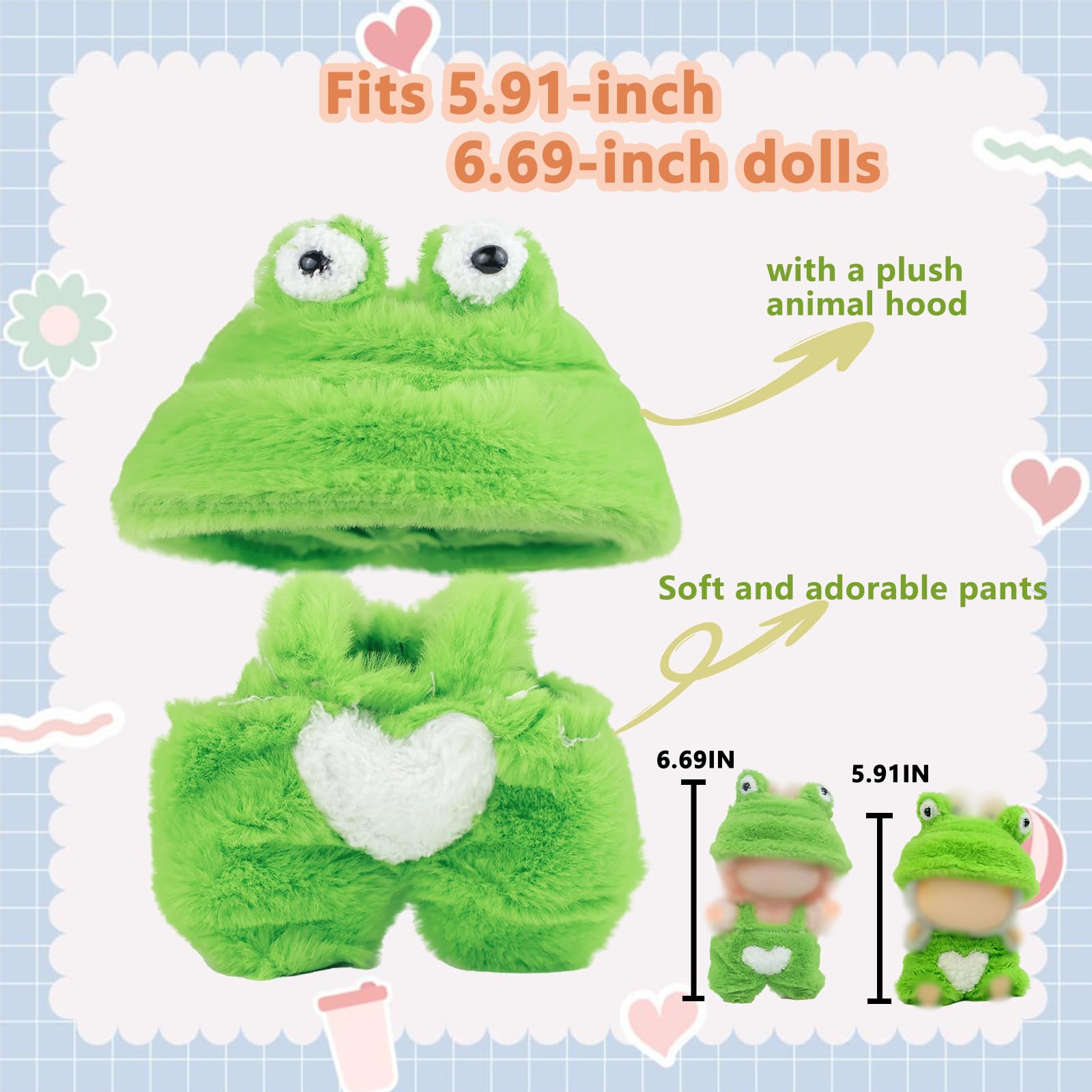 HiOKOU Labubu monkey outfit for 17cm dolls, playful storytelling possibility.