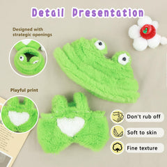 HiOKOU Labubu pig costume for 17cm dolls, adorable style and easy dress.